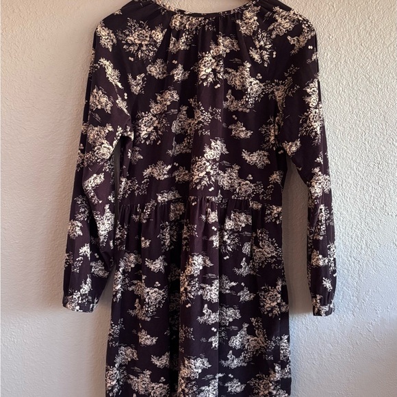 Corduroy Long Sleeves Cottagecore Floral Mini Dress Size S - Picture 4 of 6